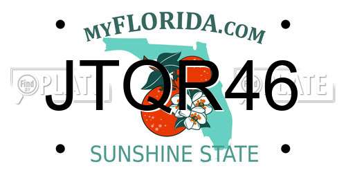 JTQR46 Florida License Plate