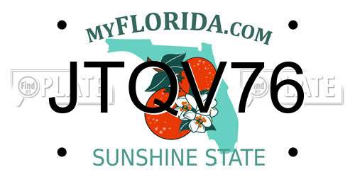 JTQV76 Florida License Plate