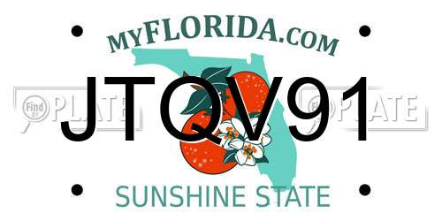 JTQV91 Florida License Plate