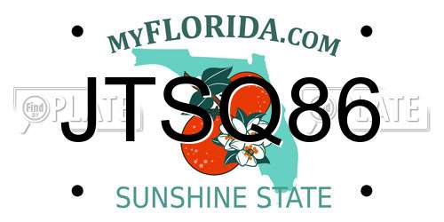 JTSQ86 Florida License Plate
