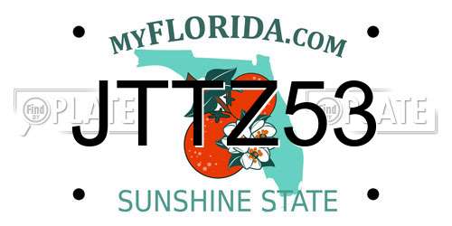 JTTZ53 Florida License Plate