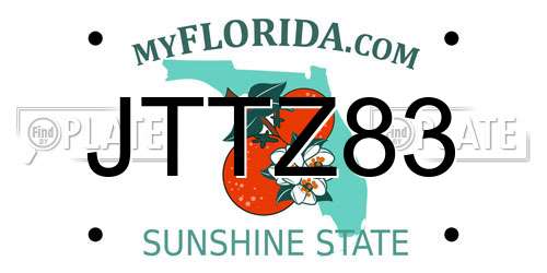 JTTZ83 Florida License Plate
