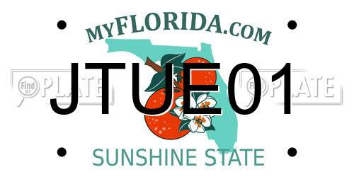 JTUE01 Florida License Plate