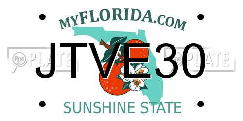 JTVE30 Florida License Plate