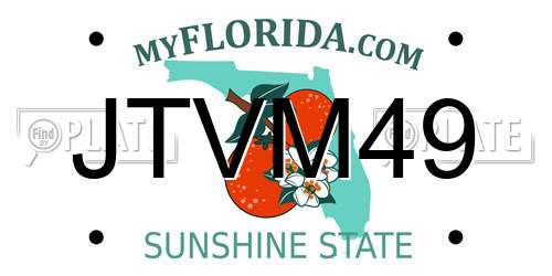 JTVM49 Florida License Plate