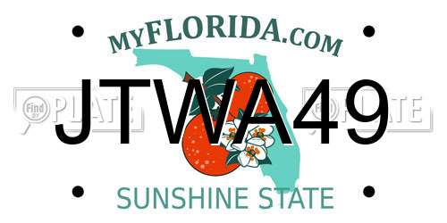 JTWA49 Florida License Plate