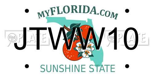 JTWW10 Florida License Plate