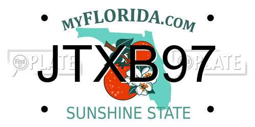 JTXB97 Florida License Plate