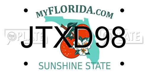 JTXD98 Florida License Plate
