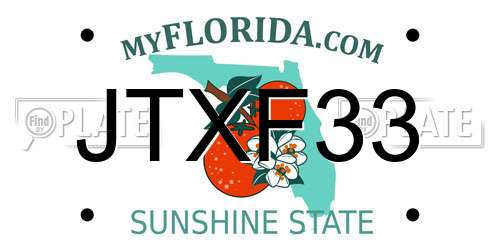 JTXF33 Florida License Plate