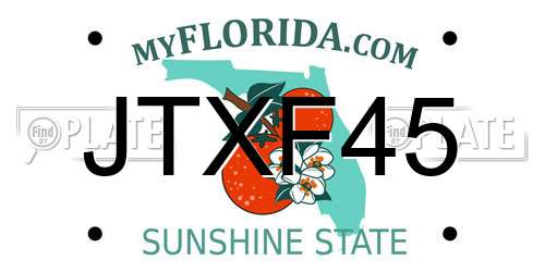 JTXF45 Florida License Plate