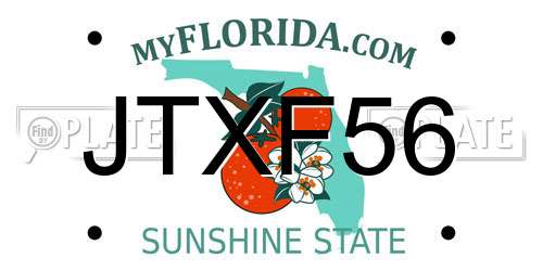 JTXF56 Florida License Plate