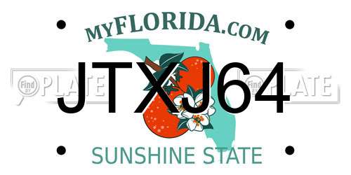 JTXJ64 Florida License Plate