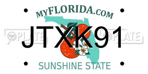 JTXK91 Florida License Plate