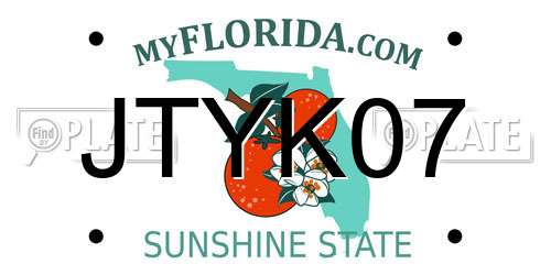 JTYK07 Florida License Plate