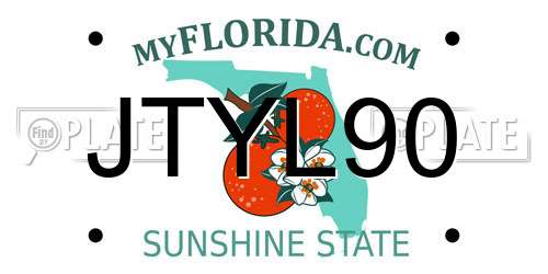JTYL90 Florida License Plate