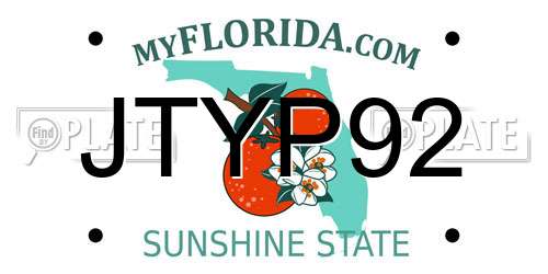 JTYP92 Florida License Plate