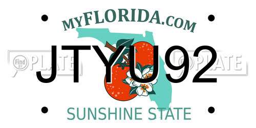 JTYU92 Florida License Plate