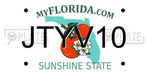JTYV10 Florida License Plate