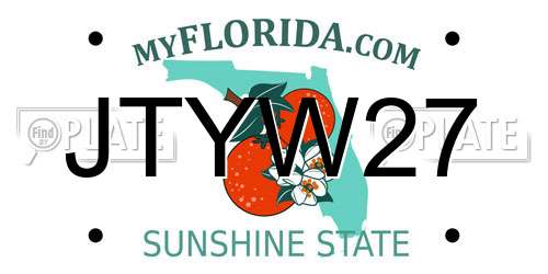 JTYW27 Florida License Plate