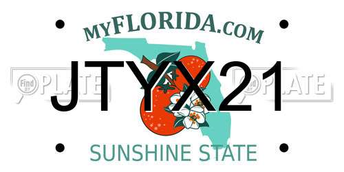 JTYX21 Florida License Plate