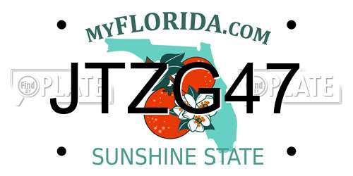 JTZG47 Florida License Plate