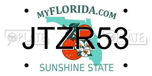 JTZR53 Florida License Plate