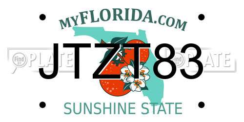 JTZT83 Florida License Plate