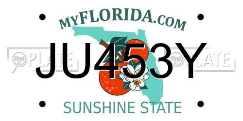 JU453Y Florida License Plate