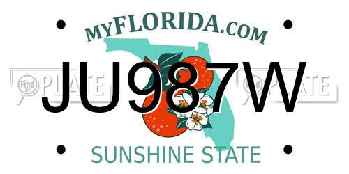JU987W Florida License Plate