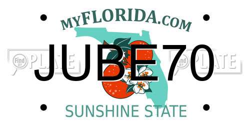 JUBE70 Florida License Plate