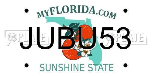 JUBU53 Florida License Plate