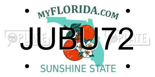 JUBU72 Florida License Plate