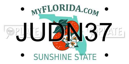 JUDN37 Florida License Plate