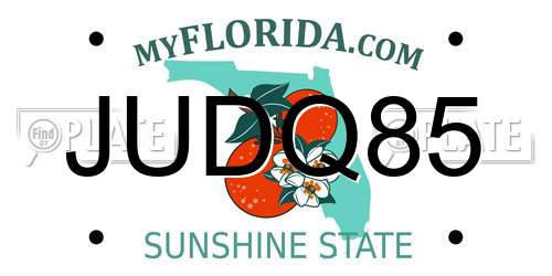 JUDQ85 Florida License Plate