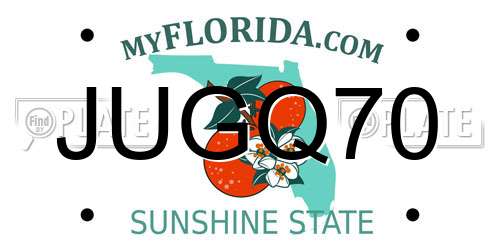 JUGQ70 Florida License Plate