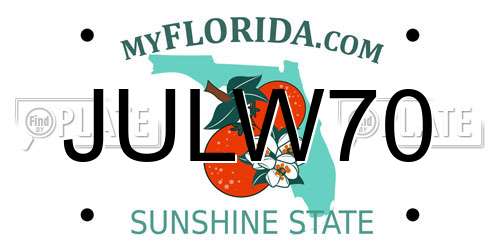 JULW70 Florida License Plate