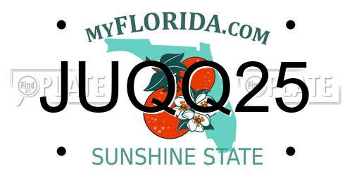 JUQQ25 Florida License Plate