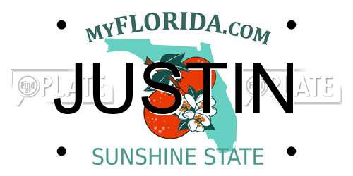 JUSTIN Florida License Plate