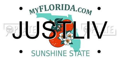 JUSTLIV Florida License Plate