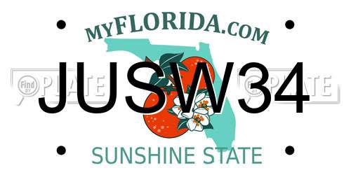 JUSW34 Florida License Plate