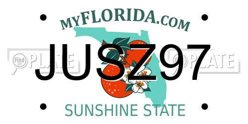 JUSZ97 Florida License Plate