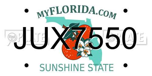 JUX7550 Florida License Plate