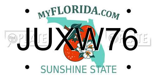 JUXW76 Florida License Plate