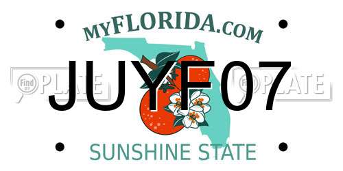 JUYF07 Florida License Plate