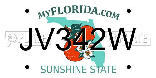 JV342W Florida License Plate