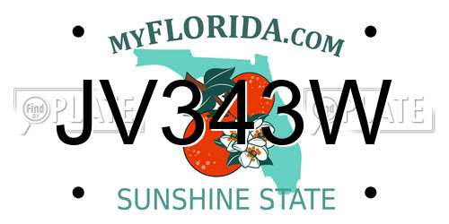 JV343W Florida License Plate