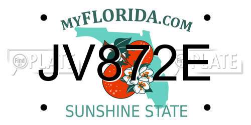 JV872E Florida License Plate