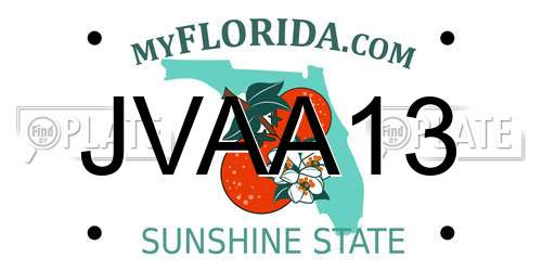 JVAA13 Florida License Plate