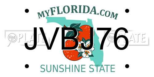 JVBJ76 Florida License Plate